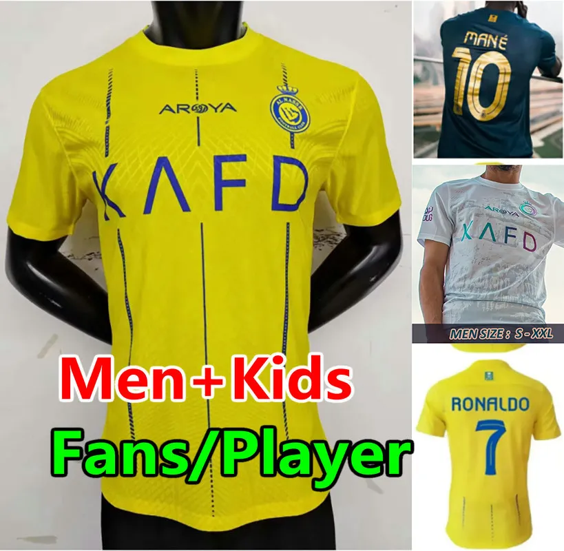 Al Nassr FC Soccer Jerseys Ronaldo 2023 2024 Fans Joueur à domicile 3ème 22 23 24 MANE BROZOVIC GHAREEB ALEX Telles LAPORTE hommes enfants ensemble maillot de football maillots Al-Nassr FC