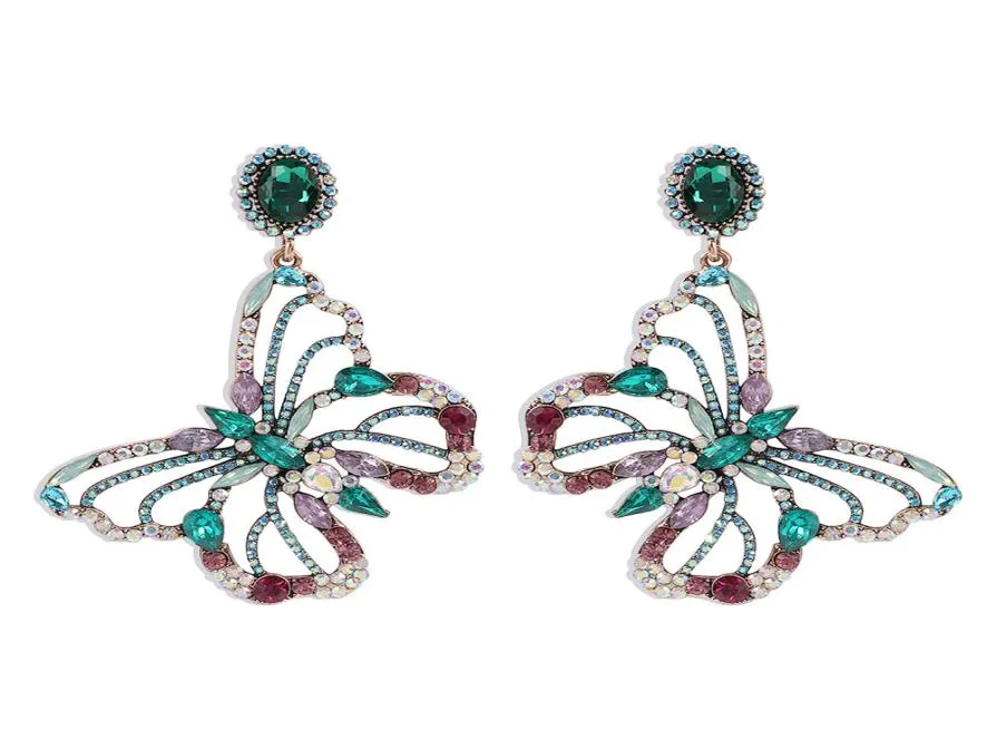 Boucles d'oreilles lustre de luxe, bijoux de styliste, papillon creux en strass, boucles d'oreilles pendantes pour femmes, cadeau de fête de mariage 5393572