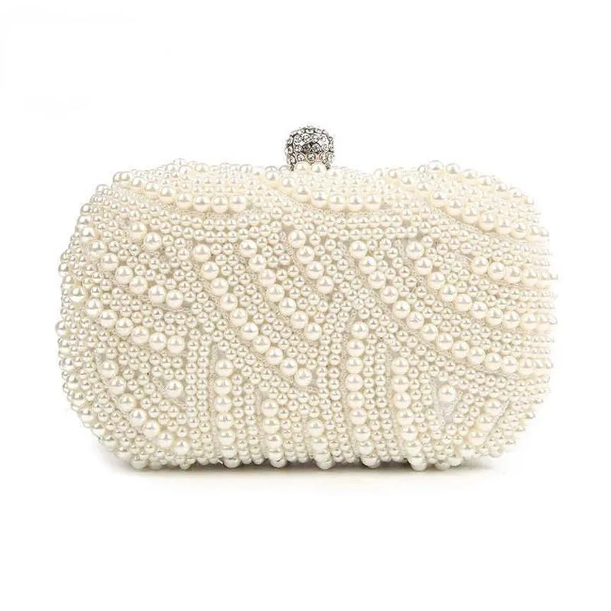 Perle pochettes femmes sac à main dames blanc sacs à main sacs de soirée pour fête mariage noir sac à bandoulière Bolsa Feminina 211021242p