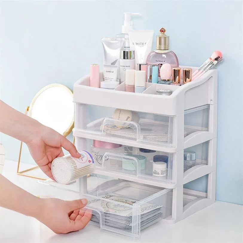 Plastic Makeup Organizer Cosmetic Drawer Makeup Storage Box Container Nail Casket Holder Desktop Sundry Storage Case Bead Tools233j