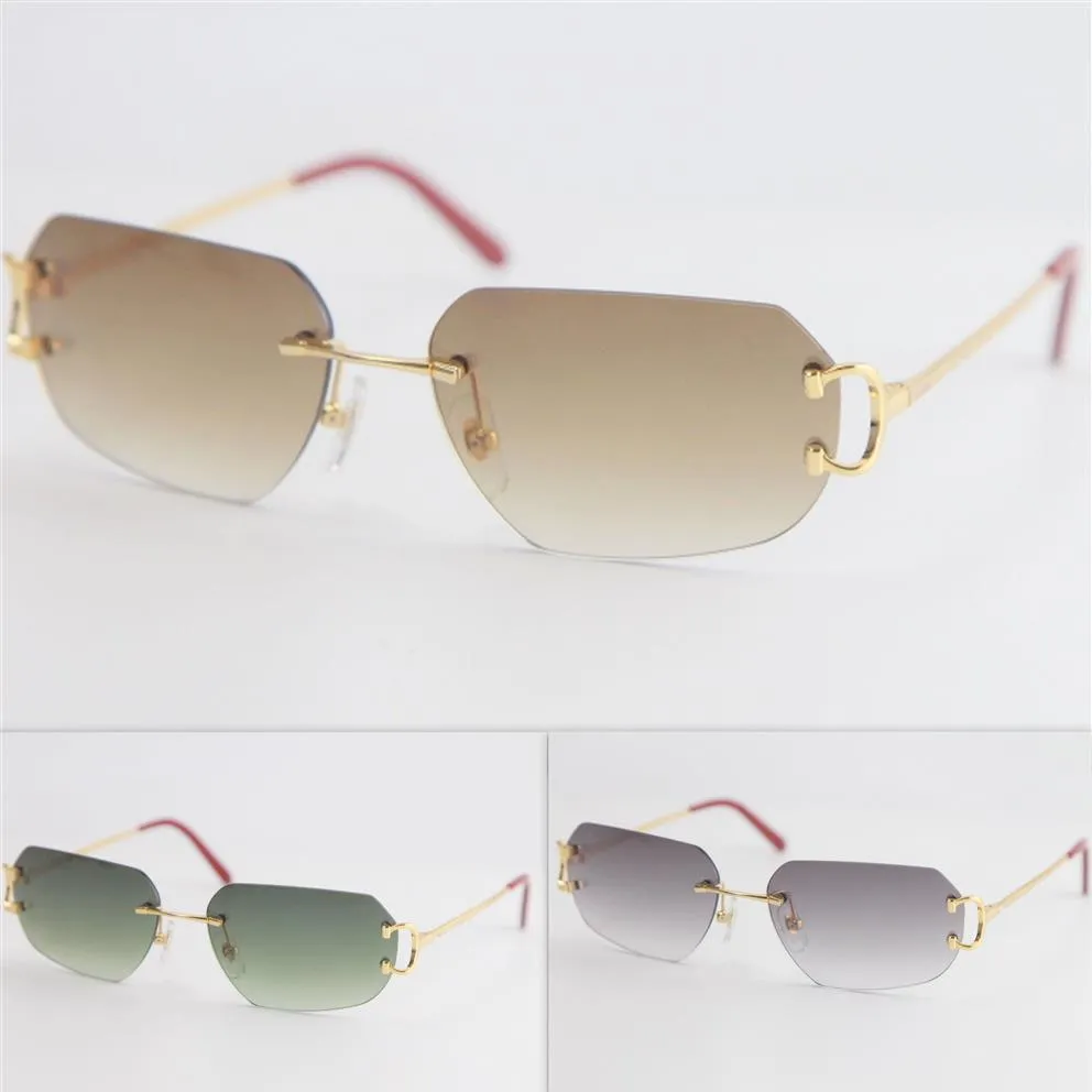 Whole Metal Rimless Men Women Large Square Sunglasses Wire Frame Unisex Eyewear Male and Female Fashion Accessories 266Q