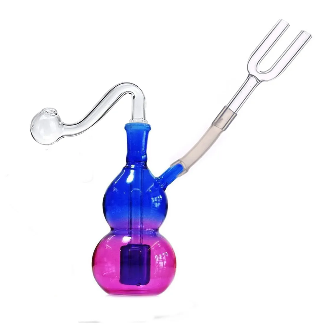 Vente chaude Rainbow Mini verre brûleur à mazout Bong conduites d'eau avec Matrix Perc Double Snuff Sniffer Hookah Recycler Dab Bongs pour fumer avec tuyau de brûleur à mazout en verre mâle