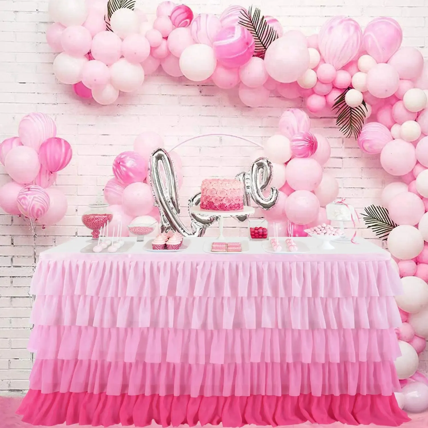 Table Skirt Tulle Table Skirt Tutu Tablecloth Tableware For Baby