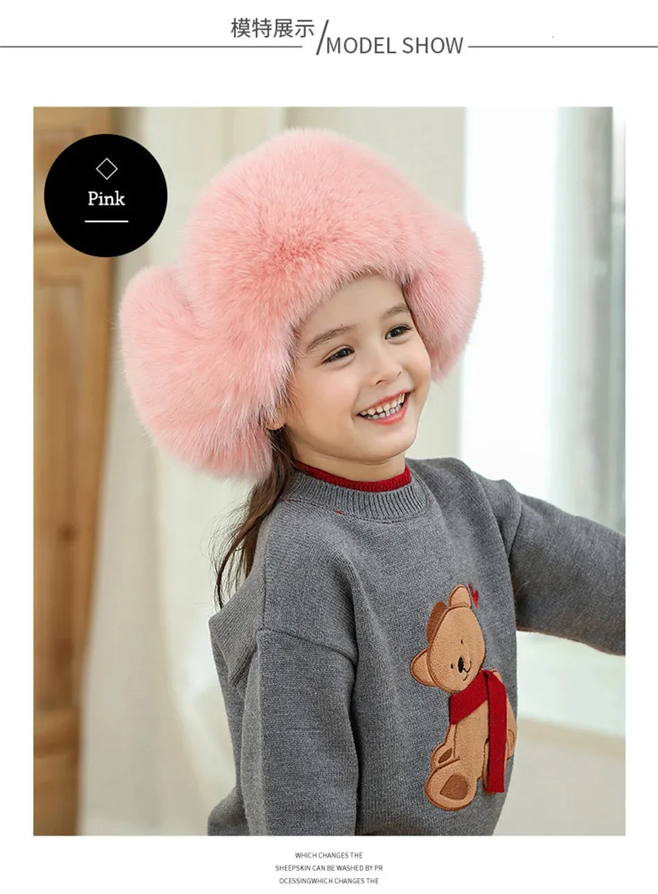 Trapper Hats Childrens Winter Hat For Girl Baby Hat Natural Fur