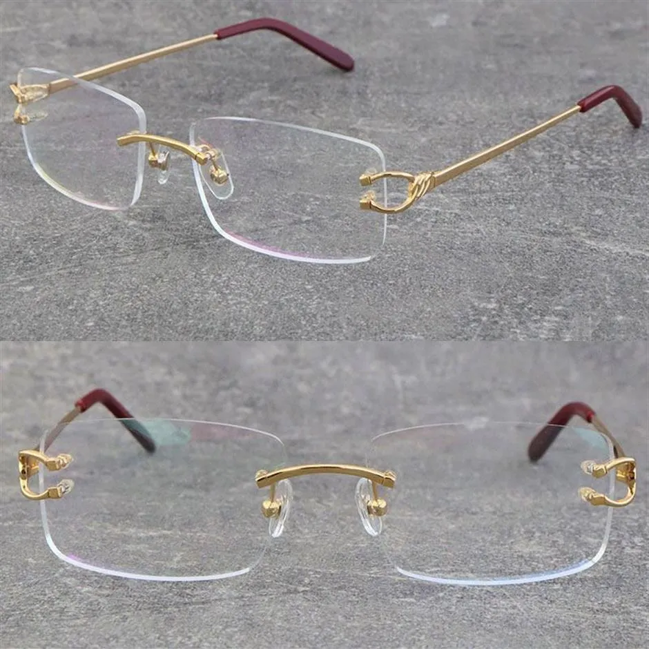 Vente de montures de mode sans monture en métal accessoires de lunettes myopes Adumbral hommes femme grandes lunettes carrées mâle et femelle 18K Gol220J