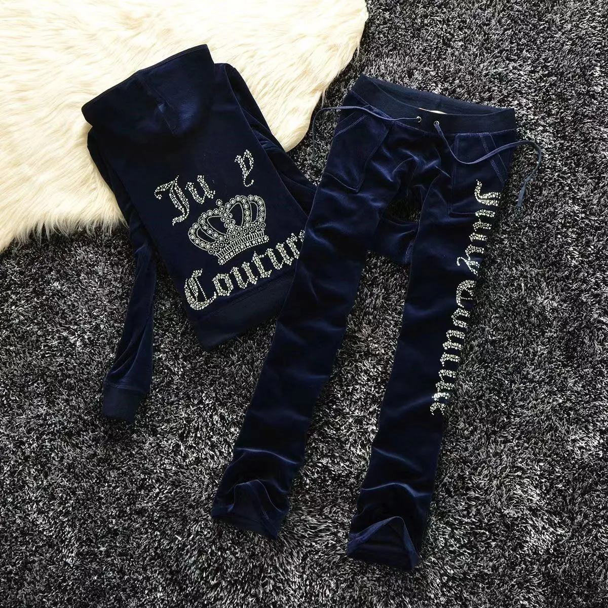 Women's Two Piece Pants Velvet Juicy Tracksuit Women Coutoure Set Track Suit Couture Juciy Coture Sweatsuits letters hooded hoodie loose fitting designer outfit c19