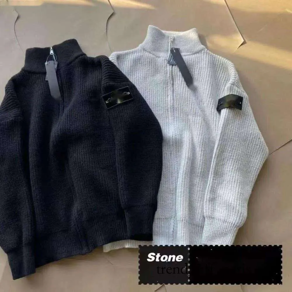 Designer Cardigan Stones Sweater Knit Stones Stones Sweater Jaqueta da Ilha da Ilha Carta de moda masculina Roupas brancas de mangas compridas 601 742