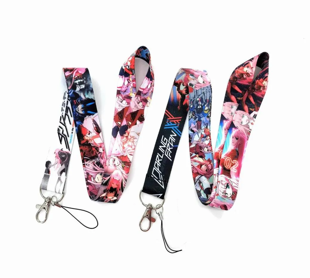 Anime Darling in de franxx Key Lanyard Badge Houder ID Creditcard Pass Hang Touw Lariat Mobiele Telefoon Charme Sleutelhanger Sleutels Houders1603494