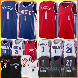 Custom kids philadelphia''76ers''13 Harden Allen 3 Iverson Joel 21 Embiid Basketball Jersey Julius 6 Erving Jamess Ben 25 Simmons Men Blue White Shirt