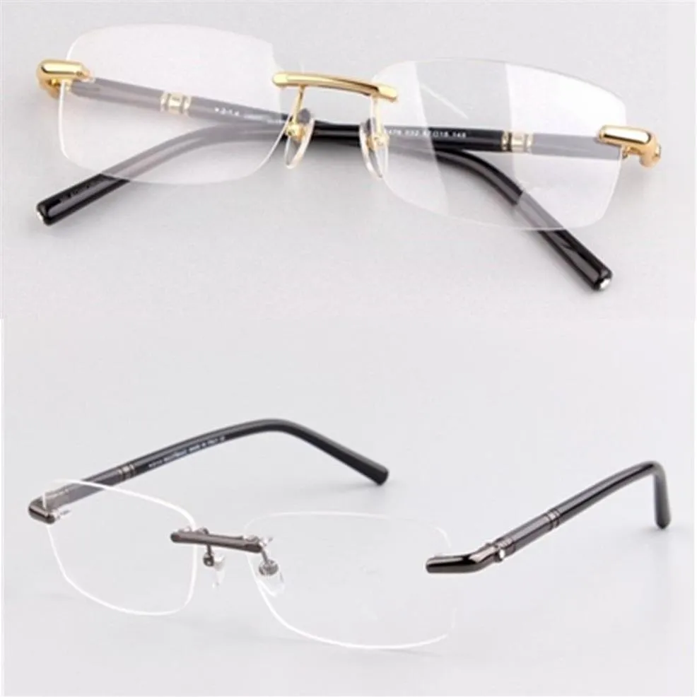 Marca masculina óculos ópticos quadro 476 sem aro quadros de óculos de negócios para homem ouro prata designer dos homens miopia óculos with293k