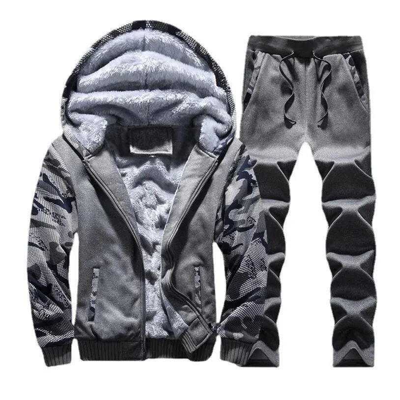Men's Tracksuits Men Winter Sweatsuit Thicker Warm Track Suit Sets Fashion Men Hooded Sportswear SweatshirtsSweatpants Casual Loose Sets 231208