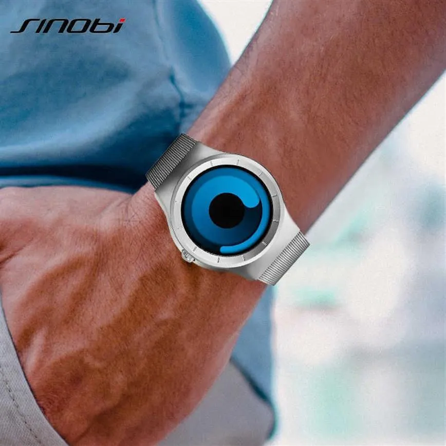 SINOBI marque sport créatif montre à Quartz hommes bracelet en acier inoxydable montres pour hommes Talent mode Rotation horloge Relogio Masculino X315P