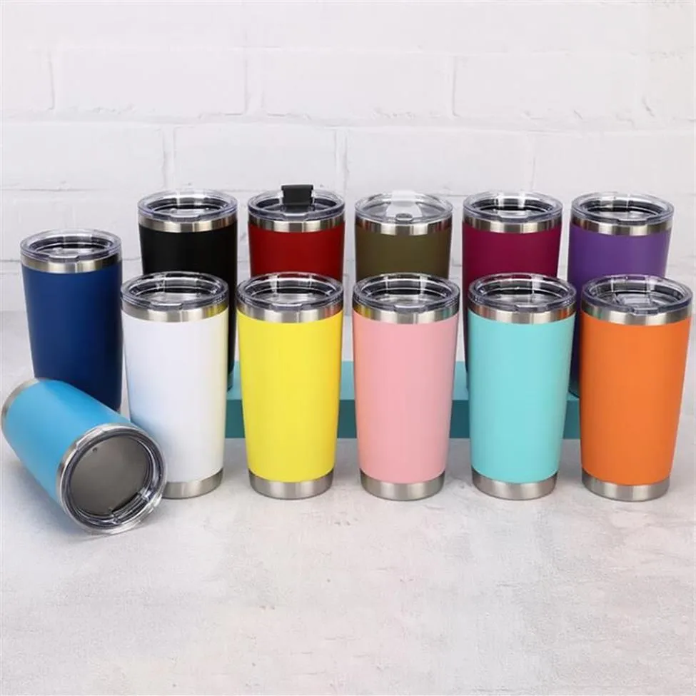 20OZ Tumbler Mat Roestvrijstalen Mok Auto Cup Met Deksel Bier Koffiemokken Vacuüm Waterfles Drinkware246C