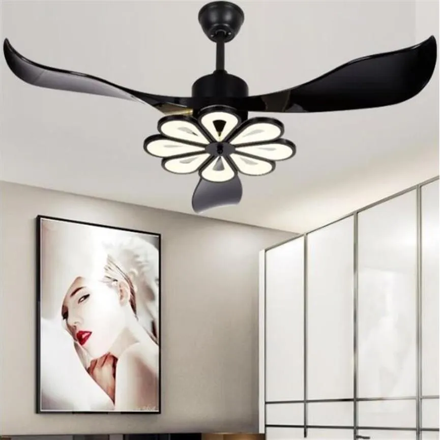 LED moderne plafonnier ventilateur noir ventilateurs de plafond avec lumières maison décorative chambre ventilateur lampe Dc ventilateur de plafond télécommande MYY279I