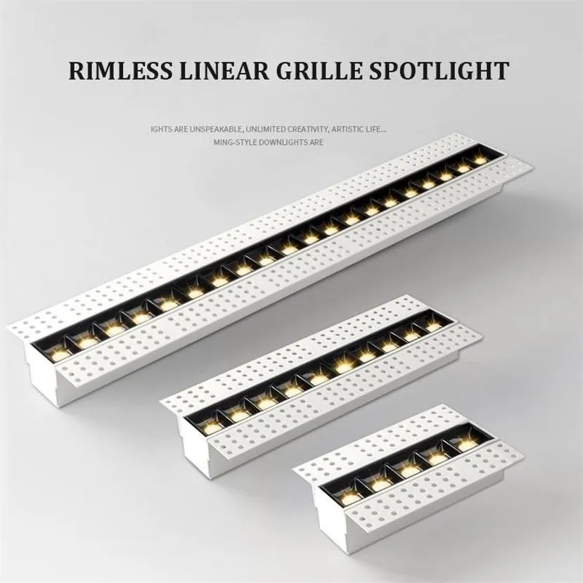 Faretto a LED a griglia lineare senza montatura Nessun design di illuminazione principale Moderno 5W 10W 20W Lampada da installazione incorporata magnetica Fixture237b