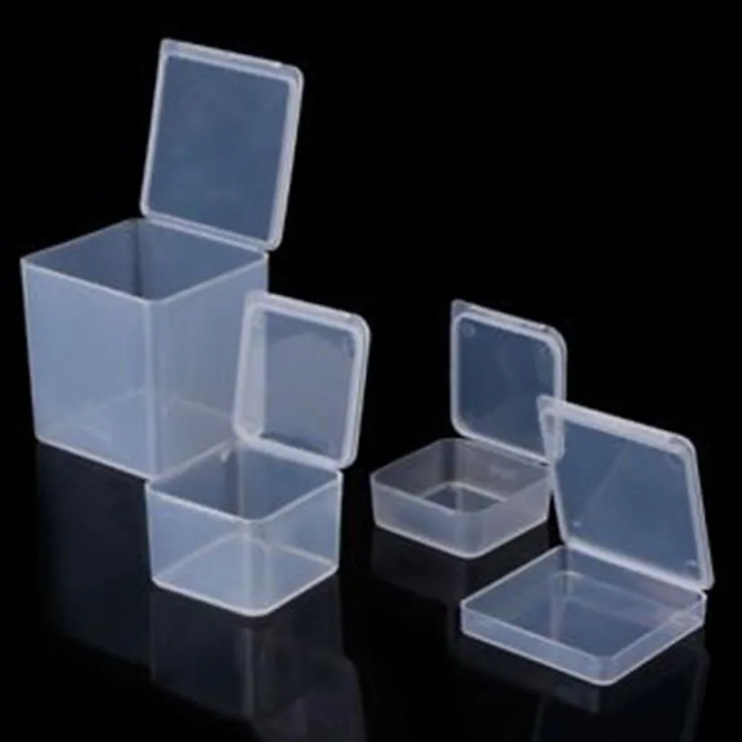 Small Square Clear Plastic Storage Box Transparent Jewelry Storage Boxes Creative Beads Crafts Case Containers224f