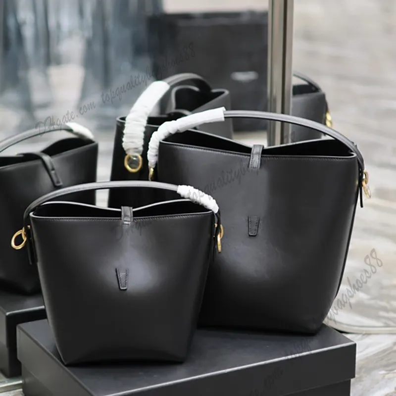 LE 37 Parlak deri kova çantası mini küçük üst tutamak el çantası lüks tasarımcı omuz çantası cassandre kanca kapanış