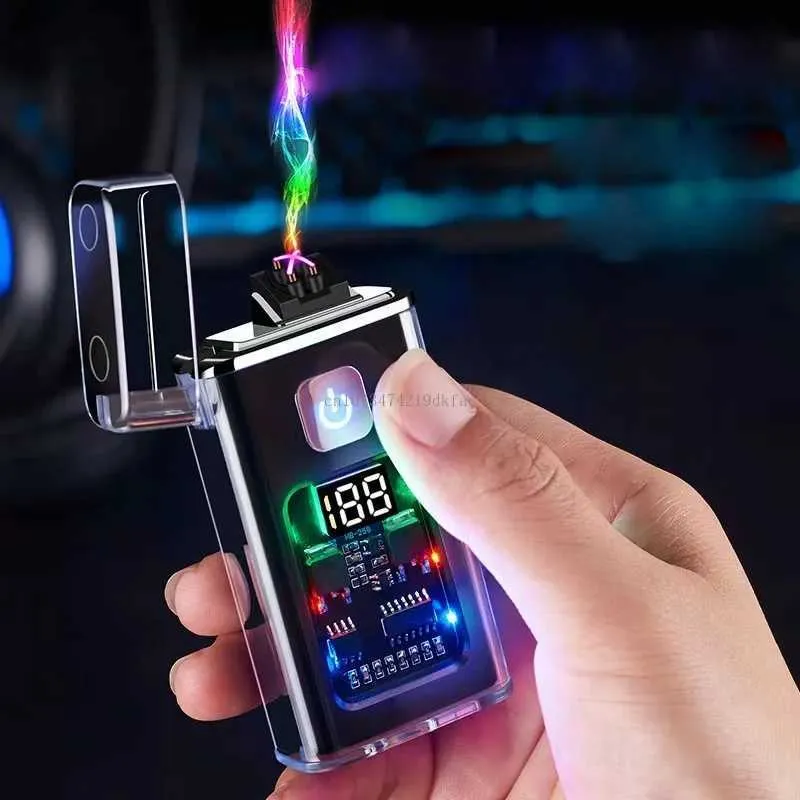 2023 NIEUWE Gepersonaliseerde Inductie Dual Arc Aansteker Outdoor Winddicht Sigarettenaanstekers USB Vakantie Cadeau Gadgets Voor Mannen