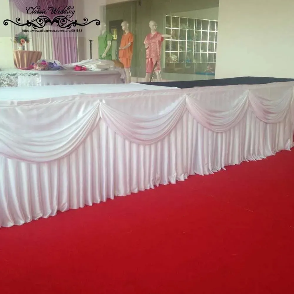Tissu Drapé En Soie Glacée Rouge - 3 Mètres De Long, Polyester/élasthanne, Pour Nappes, Jupes De Table Ou Décoration Mariage