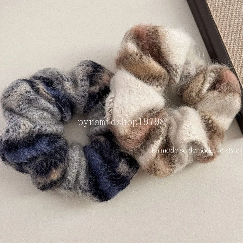 Mulher grande sênior xadrez elásticos de pelúcia faixa de cabelo bonito quente scrunchies macio laços de cabelo titular rabo de cavalo meninas doces acessórios de cabelo