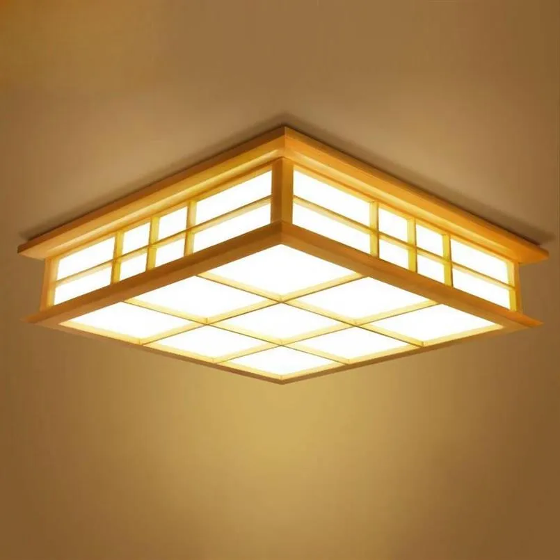 Plafoniere Lampada tatami in stile giapponese Illuminazione a soffitto in legno a LED sala da pranzo lampada da camera da letto sala studio casa da tè 0033345m