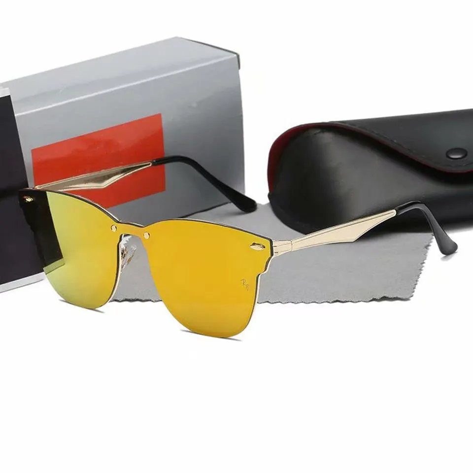 2020 Pilot Style Zonnebril Merk Designer Zonnebril voor Mannen Vrouwen Metalen Frame Flash Spiegel Glazen Lens Fashion Sunglasses263H