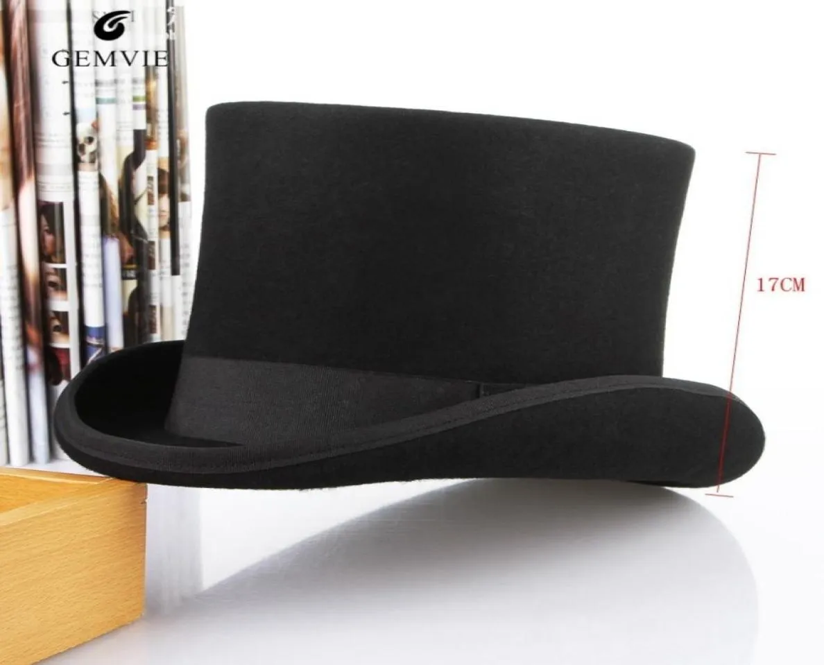 Style w stylu Anglii TOP HAT 100WOLE Fedoras Mad Hatter Top Hats Tradycyjna flat Top Prezydent Prezydent Partia Steampunk Magician Cap C198389695