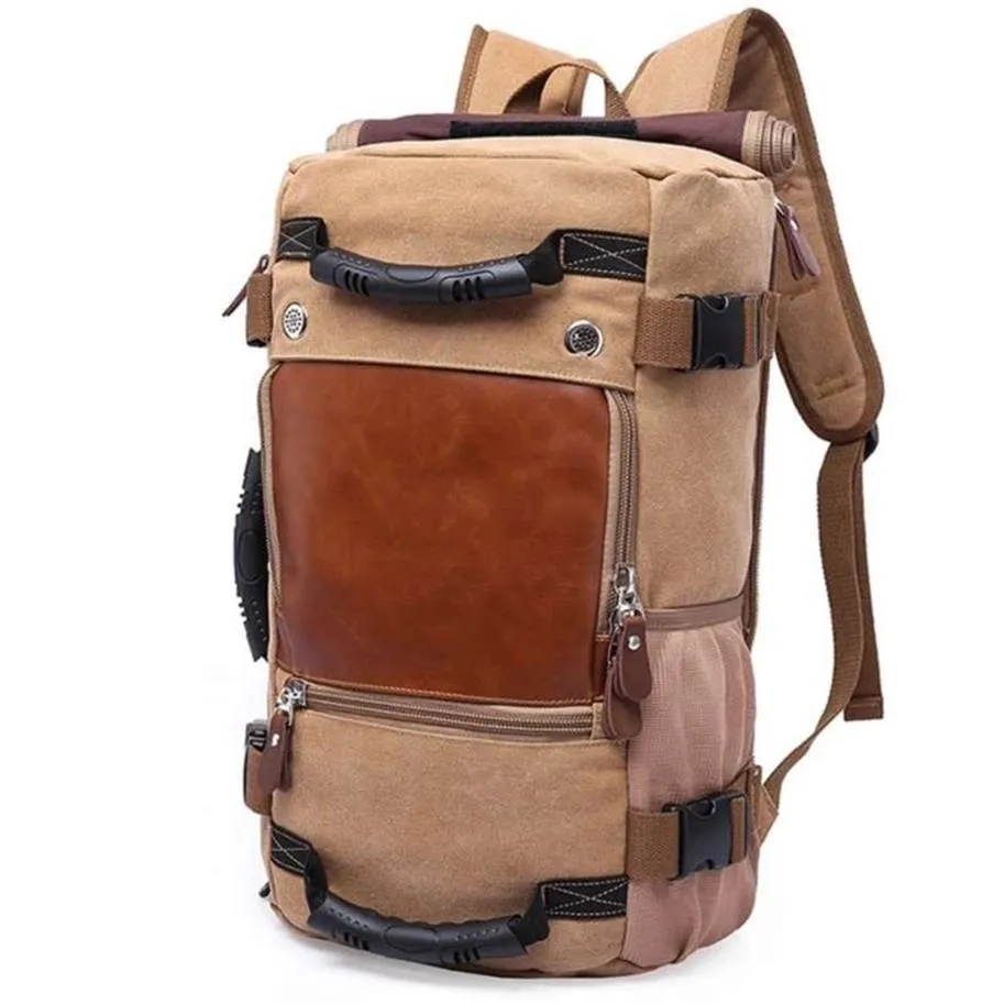 Kaka Vintage Canvas Travel Backpack Men女性大容量荷物ショルダーバッグバックパック男性防水バックパックバッグパック2102579