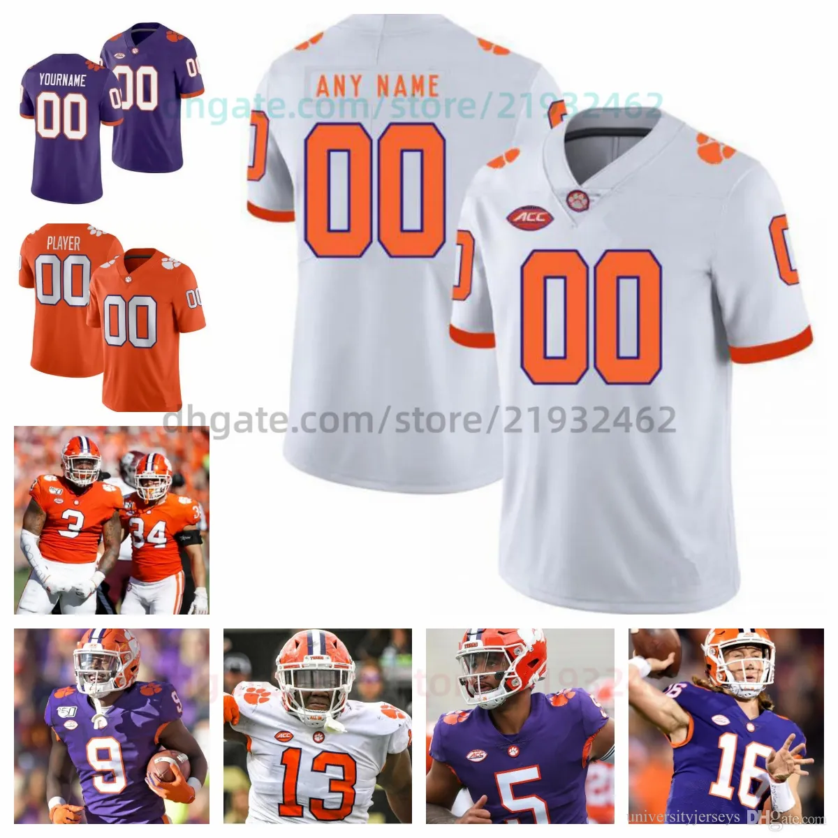 Aangepaste Clemson Tigers John Williams jersey college Football gestikt elke naam elk nummer Heren Dames Jeugd allemaal geroerd Jay Haynes Christopher Vizzina Will Shipley