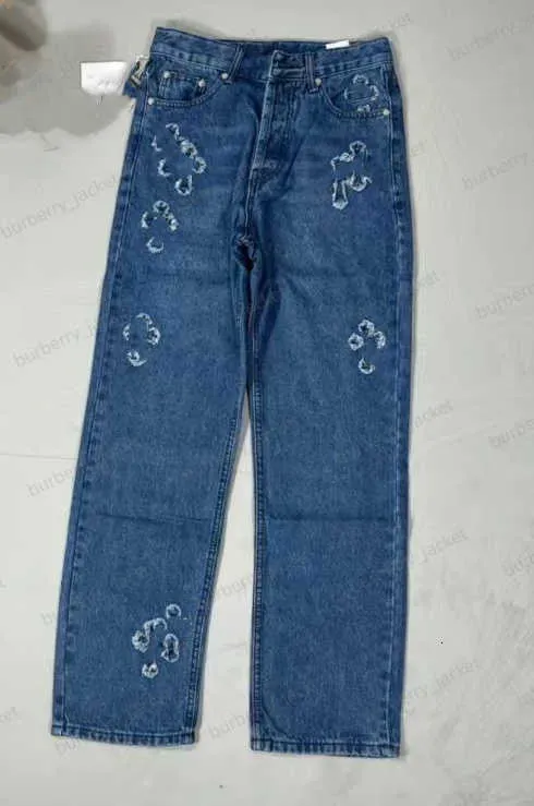 Mens Designer Make Old Washed Chromees Hearts Jeans Chrome Straight Byxor Heart Cross Brodery Letter Tryck för kvinnor Män avslappnad långstil Ch Jeans B6