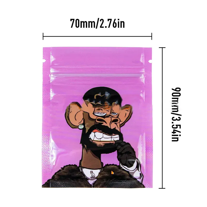 1g Smell Proof Mylar Bag Monkey Shape For Dry Herb Flower Resealable Edibles Ziplock Foil Pouch Plastic Bags Aluminum Material Baggies YUNGLB Runtz MCRUNTZ Backpack