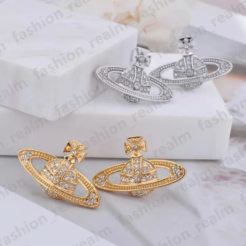 Pin Saturn Ohrringe Damen Designerschmuck Ohrstecker mit Diamant Kupfer vergoldet für Hochzeitsgeschenke