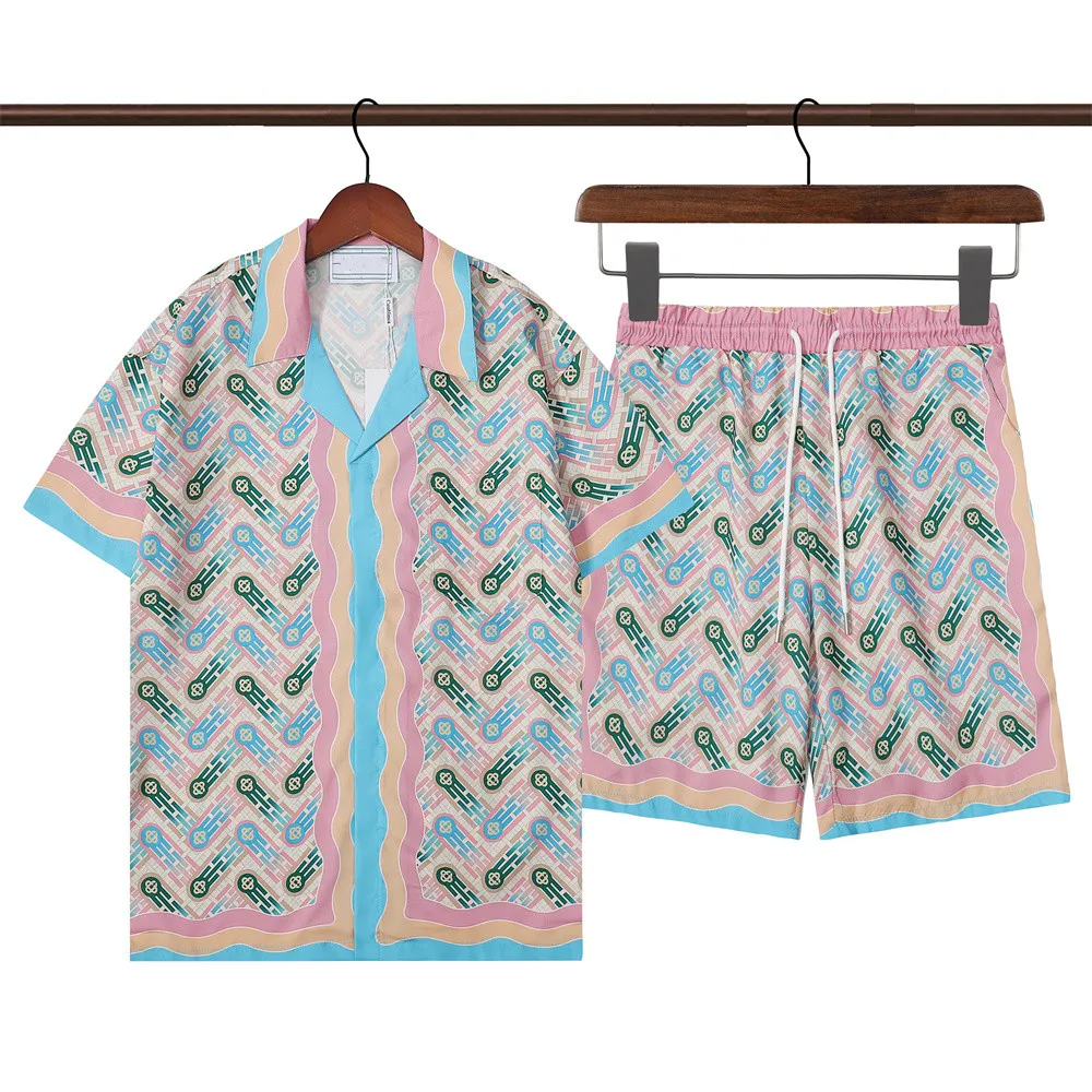 nieuwe Luxe Designer Shirts Heren Mode Geometrische print bowlingshirt Hawaii Bloemen Casual Shirts Mannen Slim Fit Korte Mouw Verscheidenheid ss2