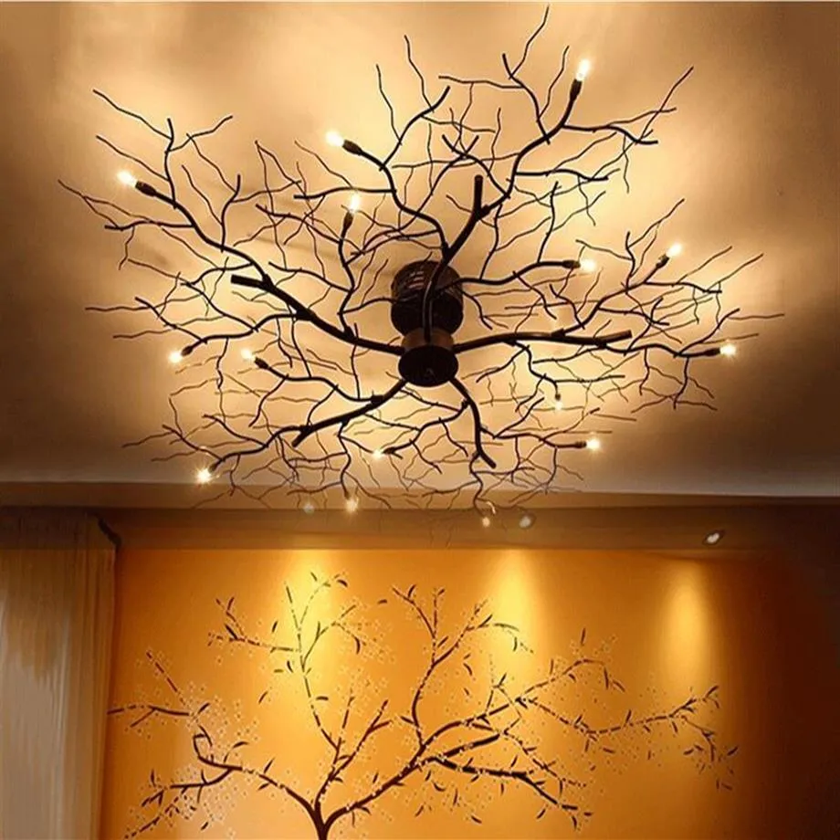 8 10 12 15 20 LED plafonniers branche de pays américain Lustre fer plafonnier salon décor à la maison luminaires 324T