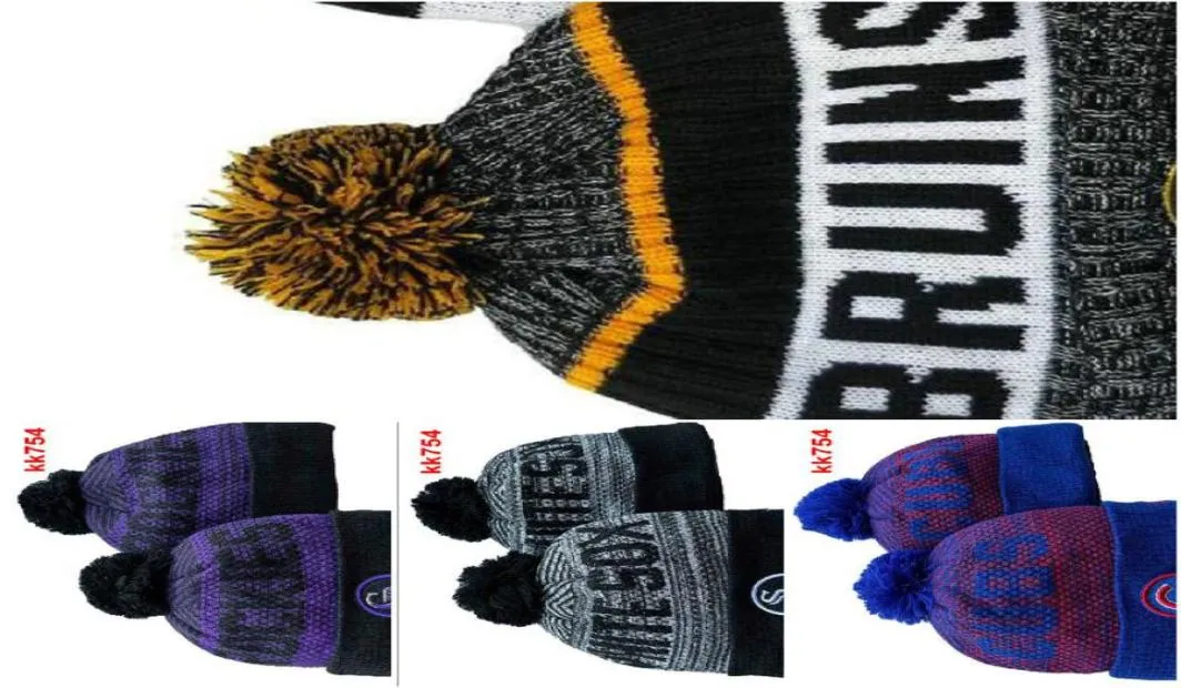 Berretti Berretto di lana Caldo Sport Cappello lavorato a maglia Hockey Squadra nordamericana A righe Linea laterale USA College Cappelli con risvolto Uomo Donna Bonn3719071