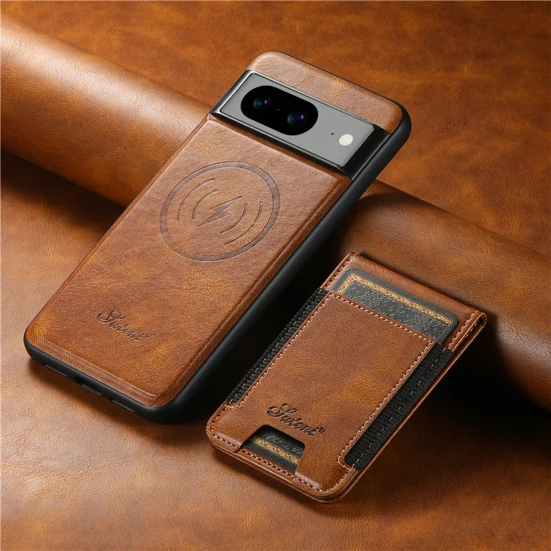 Retro Magnetic 2 i 1 litchi -mönster Telefonfodral för iPhone 15 14 13 12 Pro Max Google Pixel 8 8Pro 8a 7 7Pro 7a 6 6Pro 6a flera kortplatser Lychee Grain Leather Wallet Shell