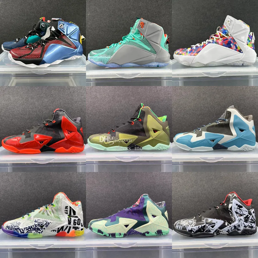 Lebron 11 What The Heren basketbalschoenen James Lebrons XI 11s sneakers Multi Color ASG Glow Green BHM Graffiti Zwart Rood Bred Miami Sports Sneakers