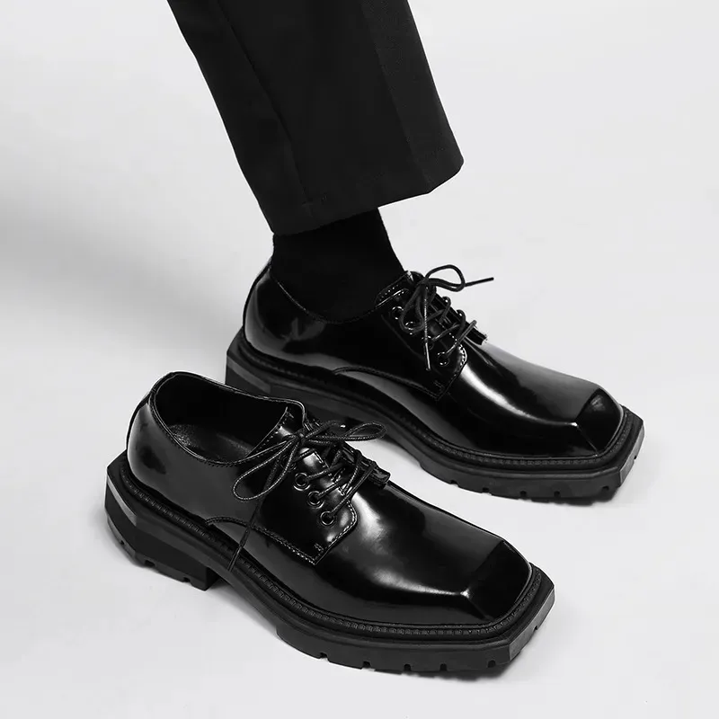 Gai Gai Gai Dress Square Toe Oxfords for Men Lace up Derby Male Genine Leather Delive Nature Business Fashion Shoes 231208