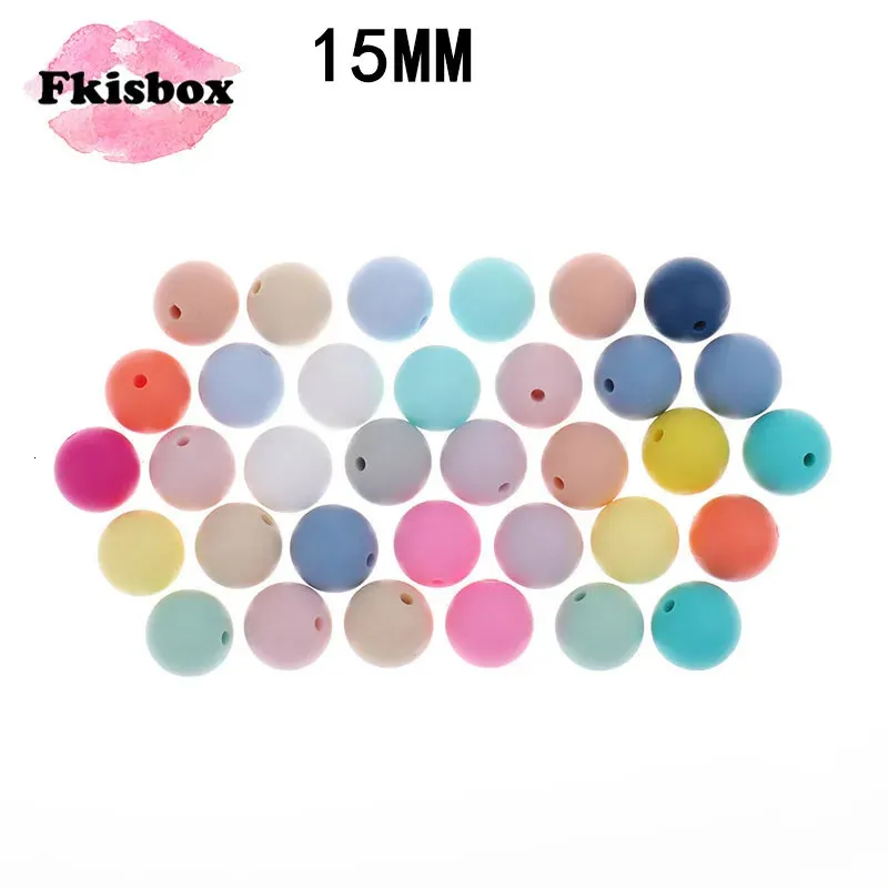 Mordedores Brinquedos Fkisbox 100 PC Silicone Teether Beads15mm Bolas Silicone Dentição Beads DIY Dentição Colar Silicone Bead Bpa Free Baby Nursing 231208