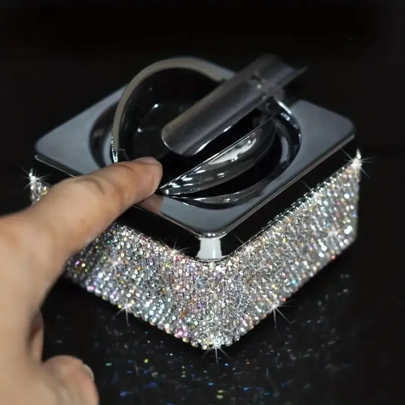 Crystal Ashtray With Artificial Diamonds - Touch Of Elegance To Your Home Or Office! for hotels