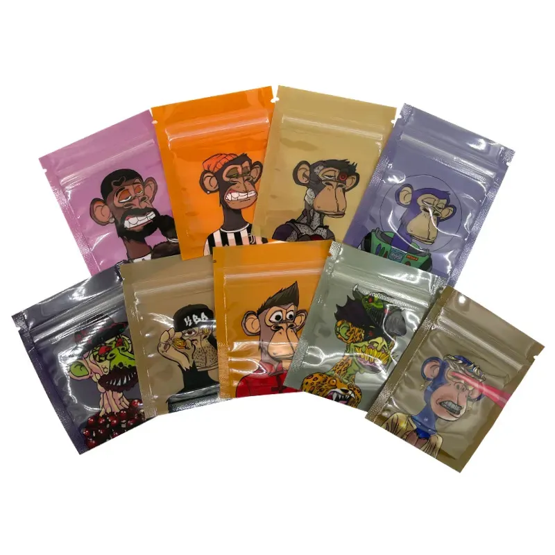 1g Smell Proof Mylar Bag Monkey Shape For Dry Herb Flower Resealable Edibles Ziplock Foil Pouch Plastic Bags Aluminum Material Baggies YUNGLB Runtz MCRUNTZ Backpack