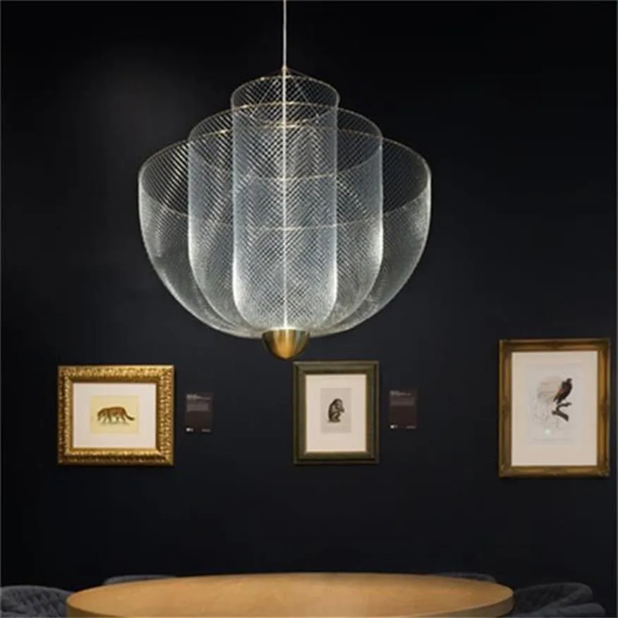Nordic Living Room Pendant Lamp Personality Restaurant Bedroom Lamp Modern Minimalist Net Cage Chandelier Lighting Fashion Dining 3157