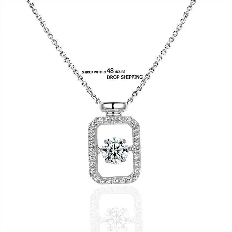 925 Sterling Silver Necklace White Color 0.5CT Dancing Moissanite Diamond Necklace For Birthday Women Presents