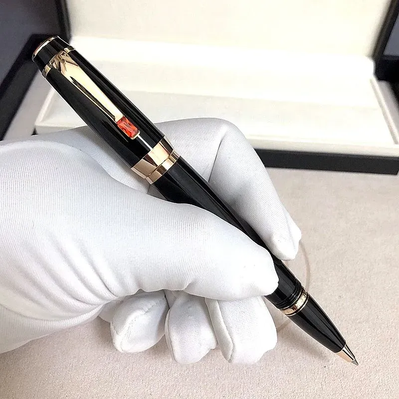 Groothandel Promotie - Luxe Bohemies Zwarte Hars Rollerball Pen Classic 4810 Penpunt Schrijven Vulpen Briefpapier School Kantoorbenodigdheden Met Edelsteen En Serienummer