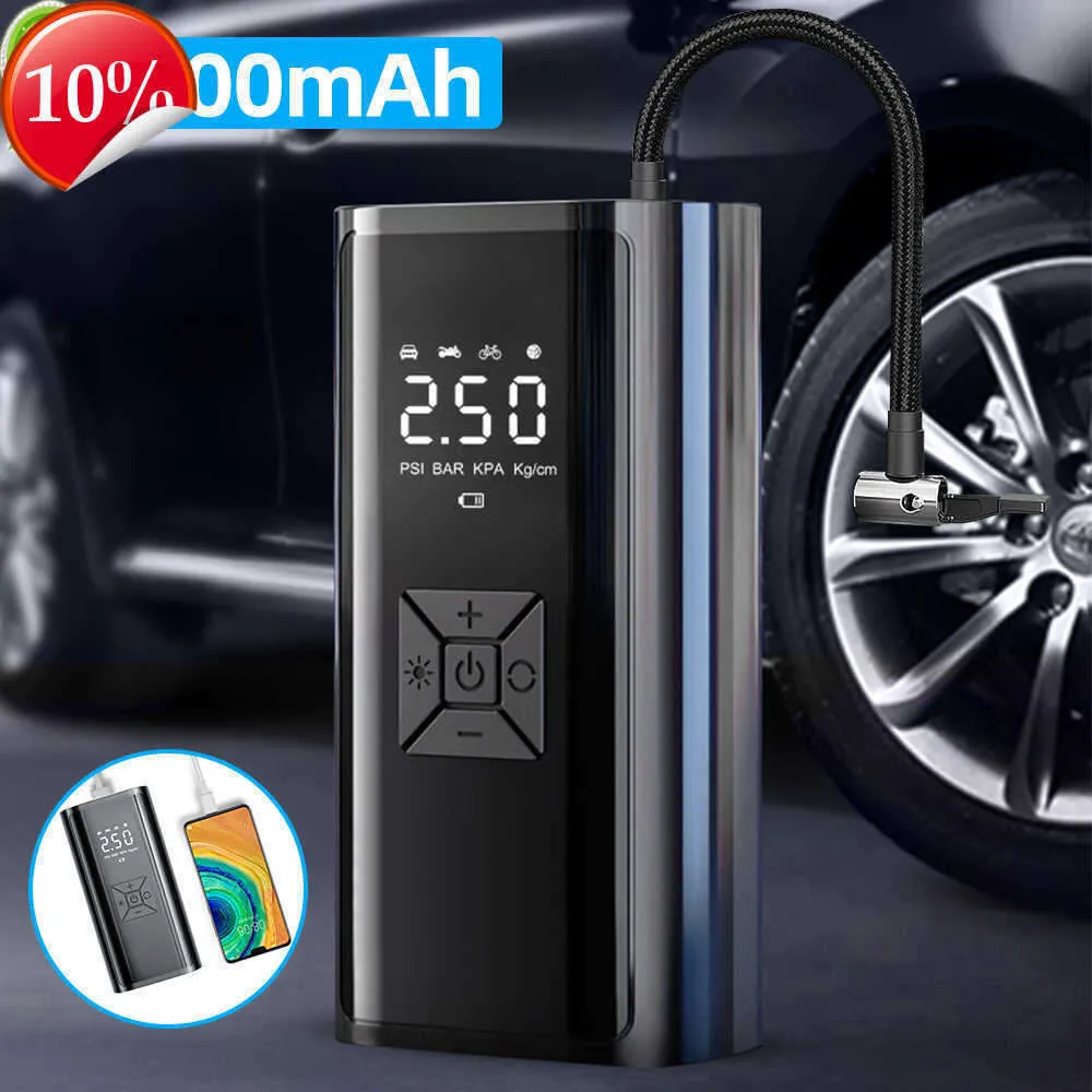 New Car Tire Inflator Portable Air Compressor with Mobile Phone Charging Accurate Pressure LCD Display for Car Motorcycle Bike Ball