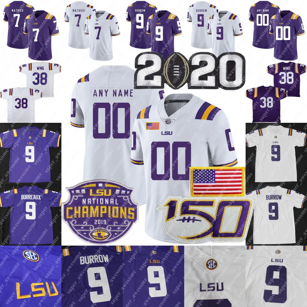 Maillot de football LSU Tigers Jayden Daniels Harold Perkins Jr. Malik Nabers John Emery Jr. Will Campbell Denver Harris Mekhi Wingo Maason Smith Aaron Anderson 9 BURREAUX