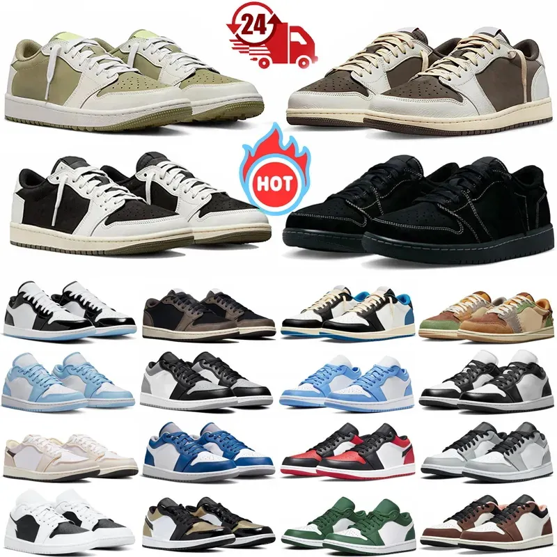 1s lage Reverse Mocha basketbalschoenen voor heren dames Olive 1 Black Phantom Wolf Grey Lows buitensport sneakers heren dames trainers 36-47