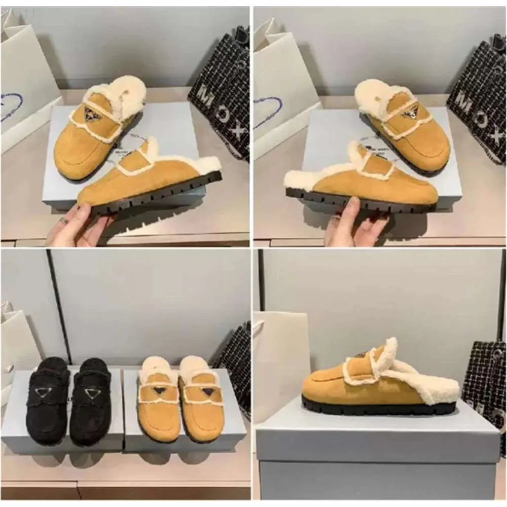 منصة أعلى منصة shearling slippers النساء العلامة التجارية Muller Designer أحذية الشتاء السميكة القاع الفراء فراء الفراء النعمة شريحة نصف البغال الداخلي البغال