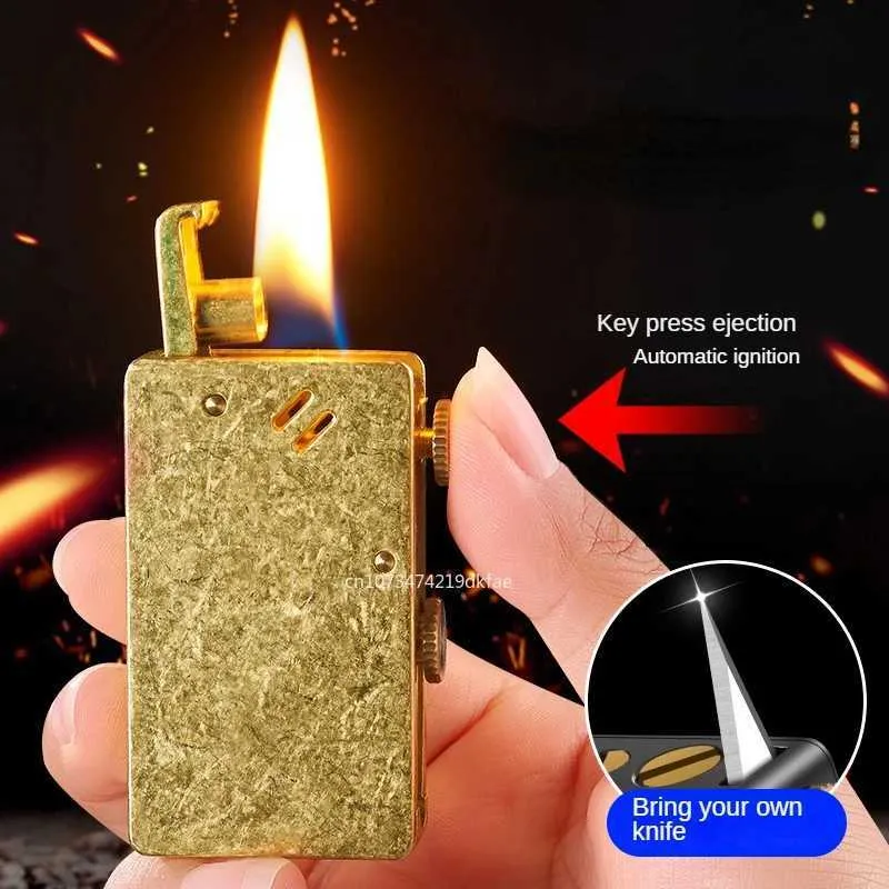 Retro Metal Belt Knife Lighter With Automatic Ignition, Grinding Wheel