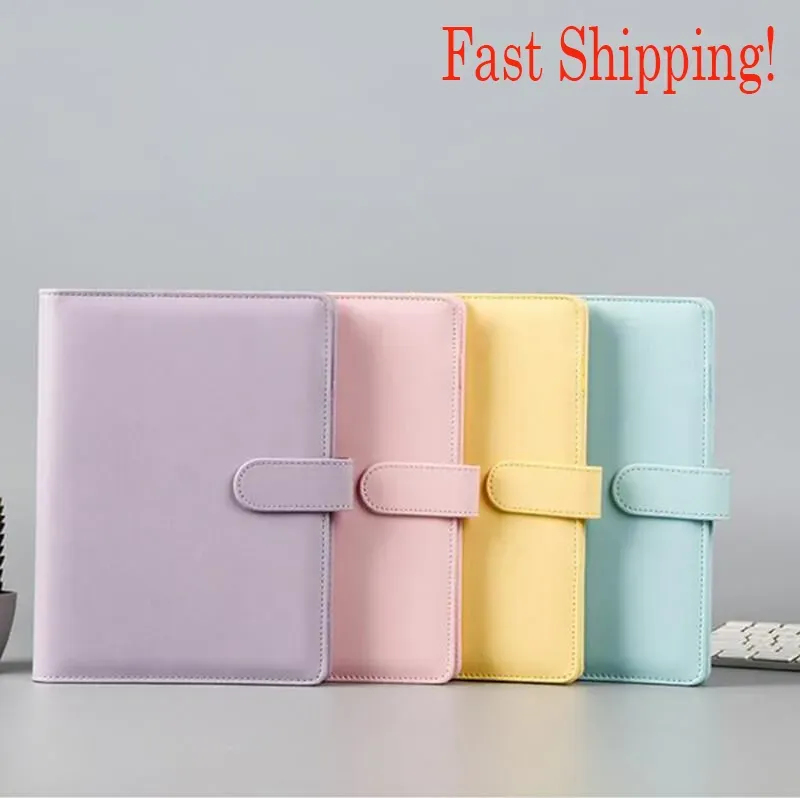 wholesale A6 Colorful Creative Macarons Binders Notebook Shell Loose-leaf Notepad Spiral Binder Inside Page Glitter Transparent Storage Bag